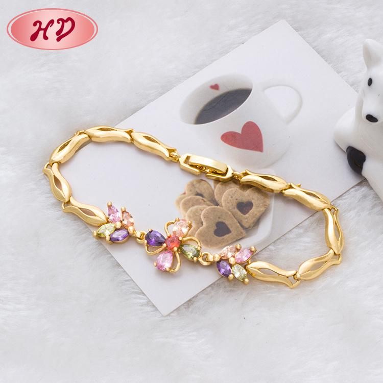 Popular Design Colorful Luxury Style Charm Zircon Gold Filled Bracelet