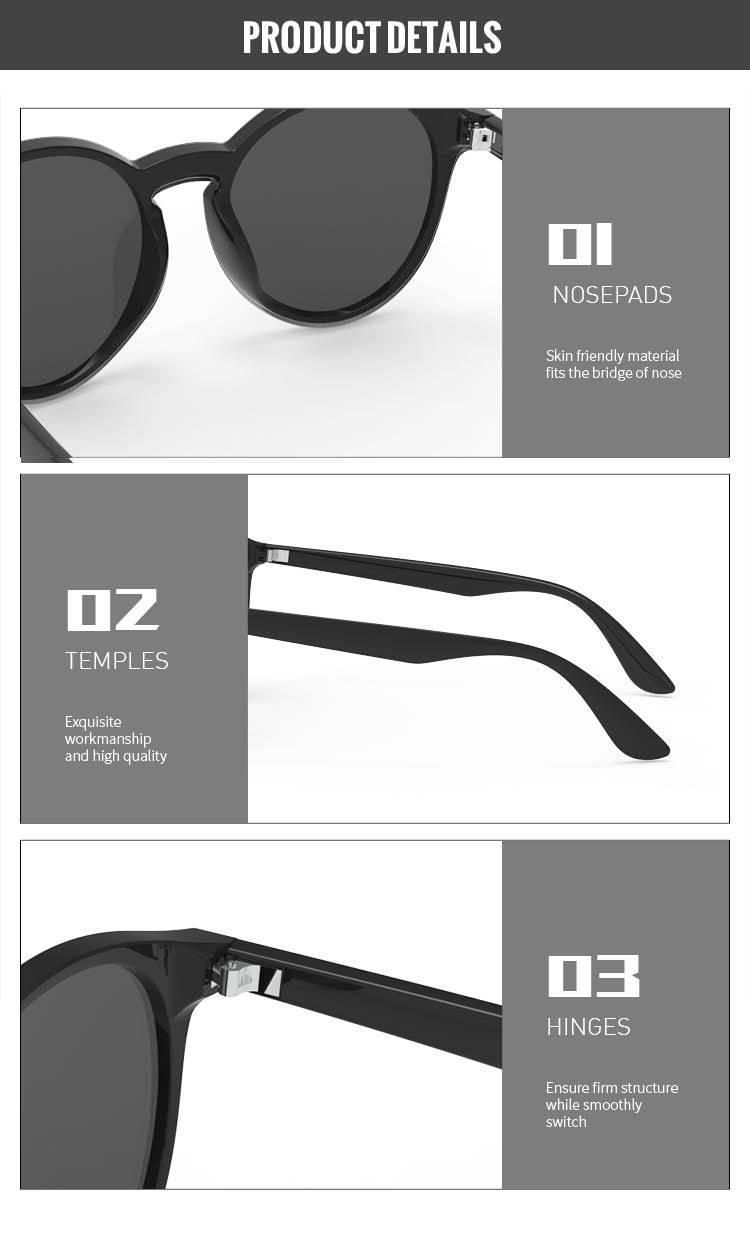 2022 One-Piece Fashion Polarized Sunglasses Round Plastic Frame