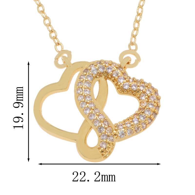 Wholesale Pave 18K Zircon Heart Shape Fashion Jewelry Necklace