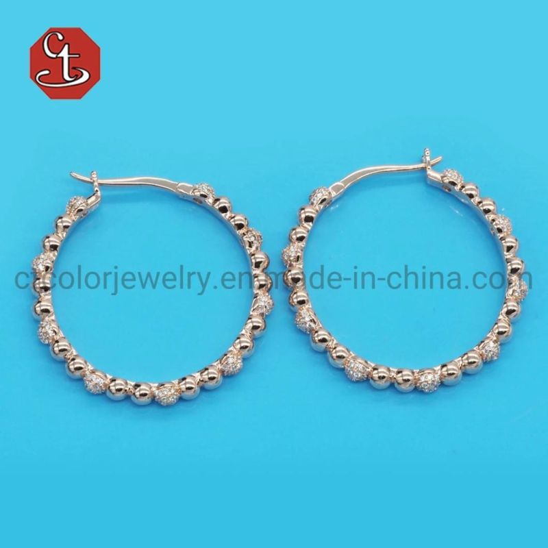 Big hoop Cubic Zerconian Green color CZ earring with DOT 925 silver or Brass Fashion Jewelry