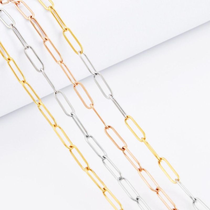 Stainless Steel Gold Plated New Popular Cheap Jewellery Design Long Flat Cable Chain Necklace Bracelet Fashion Design