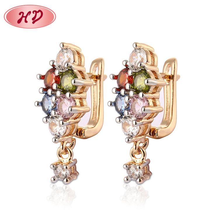 Fashion Costume Women Jewelry 14K 18K Gold Plated Imitation CZ Pearl Hoop Huggie Earring