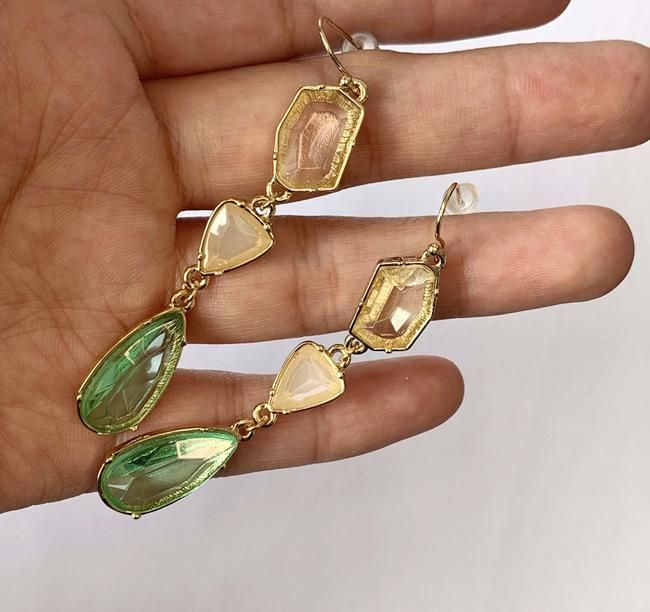 Fashion Bohemia Women Clothing Accessories Irregular Shape Triangle Teardrop Shape Long Drop Fishhook Earrings