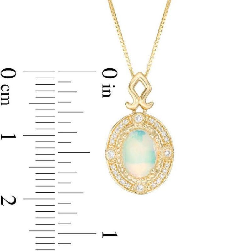 Hot Selling Jewelry Rope Frame Vintage-Style Oval Opal with CZ Necklace S925 Gold Plated Wholesale Necklace