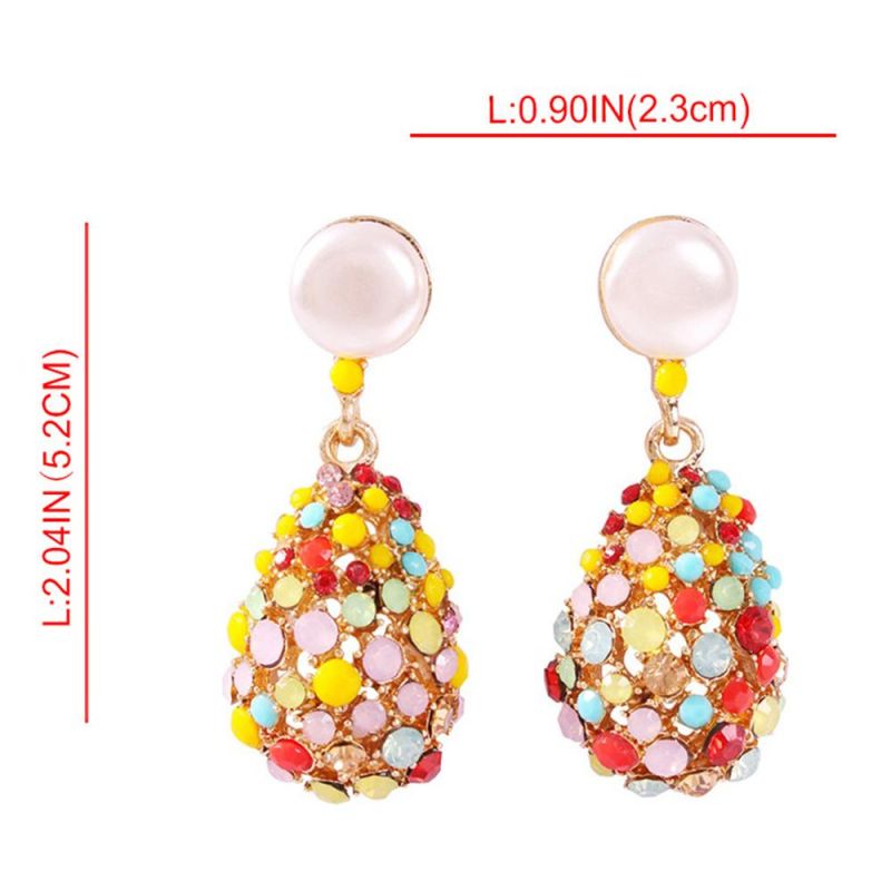 New Color Drop Full Diamond Earrings Luxury Palace Style Statement Ladies Custom Colorful Hoop Charm Earrings Trendy 2022