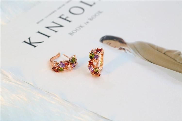 Colorful Ddubai Cheap Bridal 18K Gold Plated Zircon Necklace Earrings Jewelry Set