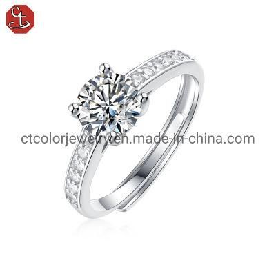 Wholesale Fashion Engagement Ring 1CT moissanite sterling silver ring for women