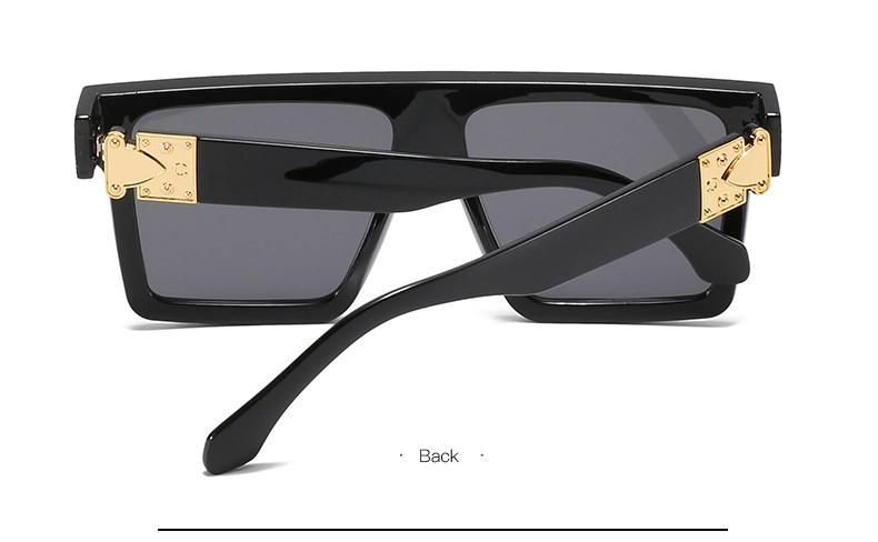 Fashion Sunglasses European and American Big Frame Sunglasses Retro Frame Long Face Sunglasses Women Bright Black Glasses