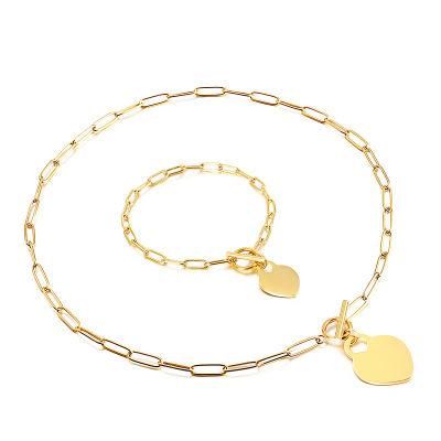 Manufacturer Custom High Quality Stainless Steel jewellery Set Heart Jewelry Set Women Bracelet Necklace Fashion Jewelry Set