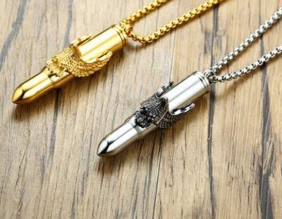 Necklace Pendant Accessories Titanium Steel Necklace Men&rsquor; S Stainless Steel Bullet Eagle Pendant
