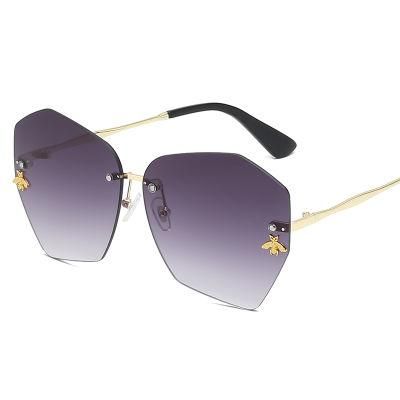 Wholesale Designer Fashion Rimless Oversize Sun Glasses Glasses Diamond Cut Lentes De Sol Women Retro Sunglasses