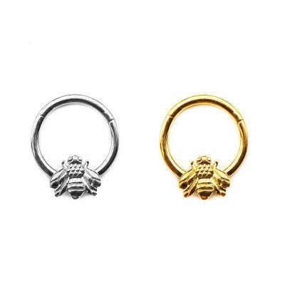 316L Surgical Stainless Steel Jewelry Body Jewelry Hinged Segment Ring Piercing (Bee Design)