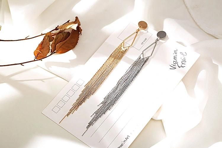 Extra Long Size Copper Gold Earring Costume Gold Fringe Earring Women Gold Hanging Earrings