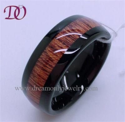 8mm Tungsten Carbide Top Koa Wood Inlay Tungsten Ring Wedding Engagement Bands for Men