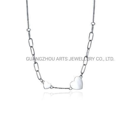 New Design Jewelry 925 Sterling Silver Hearts Casual Necklace Valentine Gift