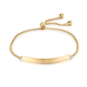 Fashion Custom Adjustable Logo Engraving Bar Stainless Steel Women Bracelet