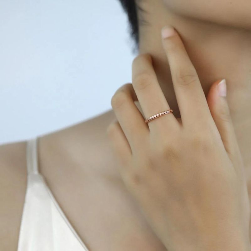 925 Sterling Silver Rings Rose Gold Plated Round Small Zircon Ring Women Vintage Wedding Jewelry
