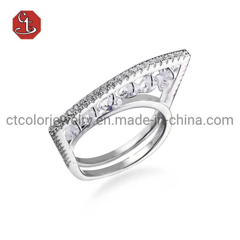 Dangle CZ Silver Ring Flexible Jewelry Popular Finger Ring for Women