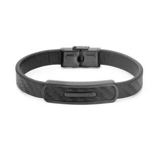 Simple Design Stainless steel Accessory Texture &#160; Weave Leather Men Bracelet