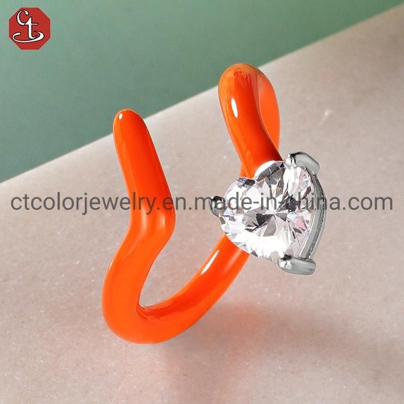 Fashion Jewelry Creative Adjustable Color Enamel Silver and Brass Ring