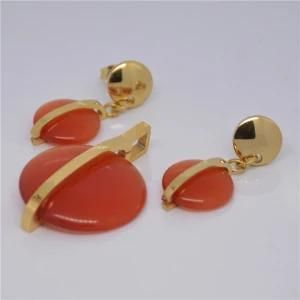 Fancy Design Single Ruby Stone Hanging Jewelry Set (St3014)