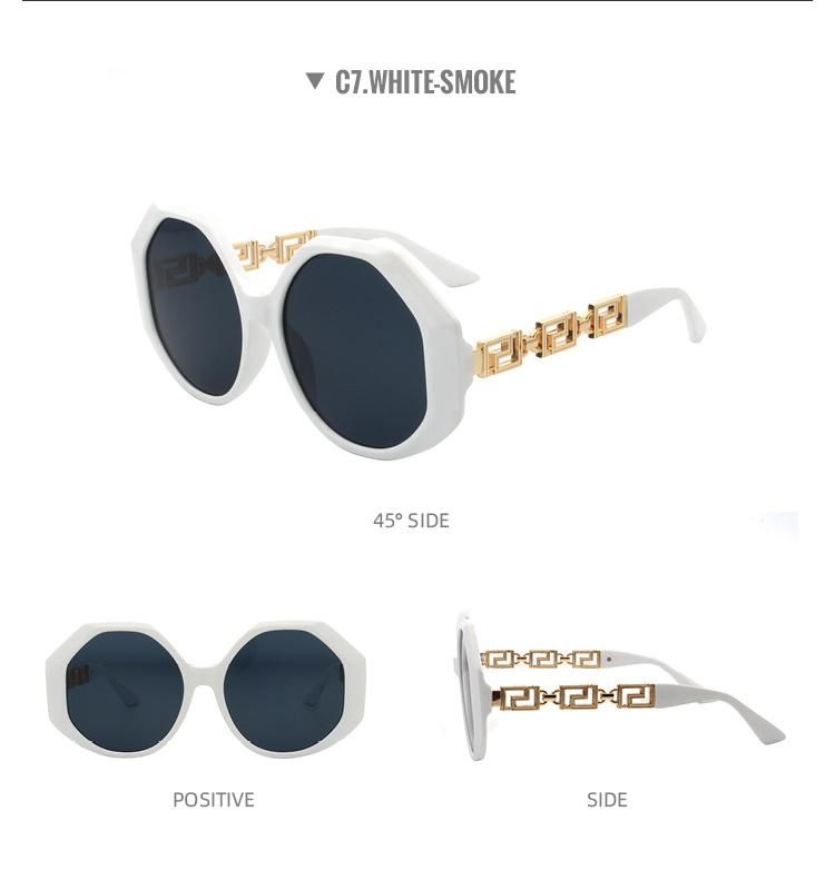 2022 Stylish Round Sun Glasses for Women Metal Frame Gradient Lens UV400 Sunglasses