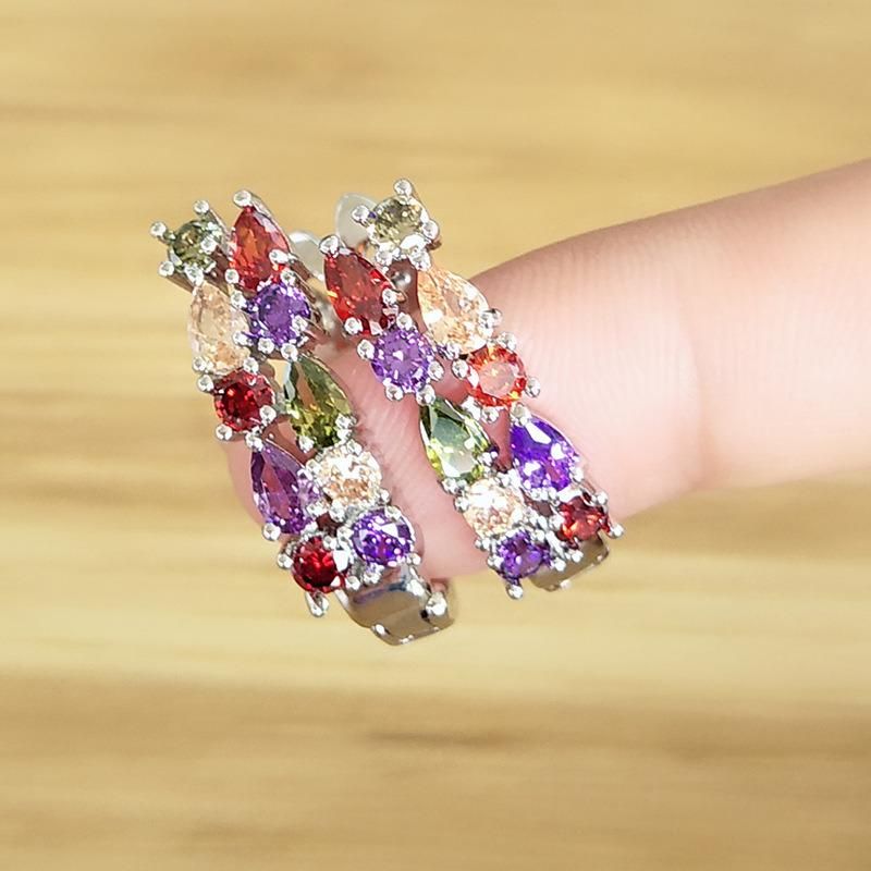 Wholesale Burst Accessories Electroplating Color Zircon Earrings