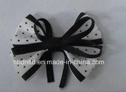 Grosgrain and Satin Ribbon Bow with Dots Printing