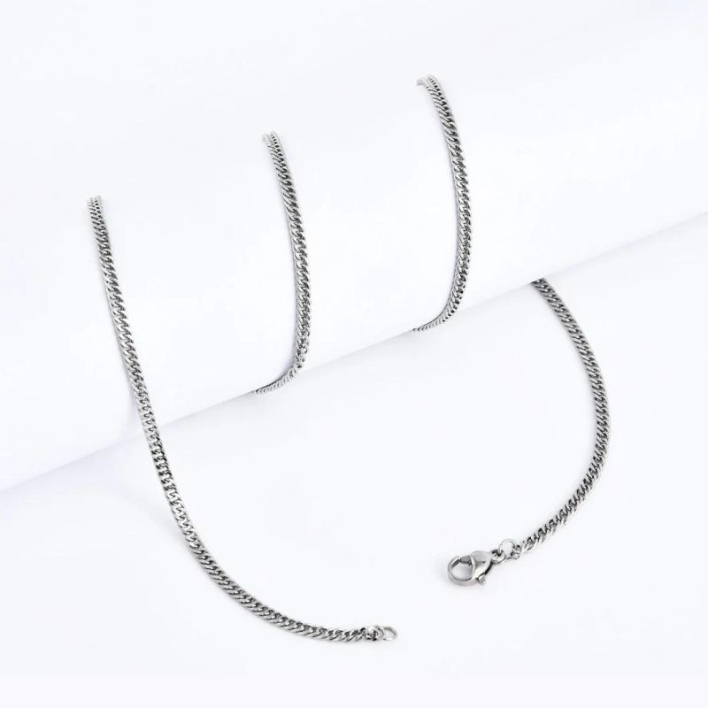 Wholesale Fashion Accessories Gold Plated Rose Gold Stainless Steel Popular Necklace Jewellery Double Curb Polish Chain Jewelry for Custom Necklace