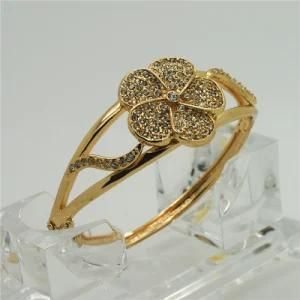 2015 Newest Four-Leaf Clover Alloy Gold Plating Bangle (B14B10936R1W0009)