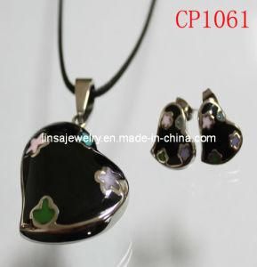 New Arrival Fashion Heart Shaped Burnish Glue Stainless Steel Jewelry Set (CP1061)
