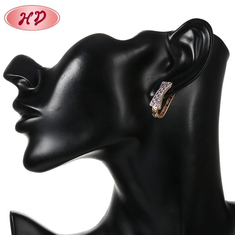 Fashion 18K 14K Gold Plated Costume Imitation Jewelry with CZ Pearl Hoop Huggie Earring for Women