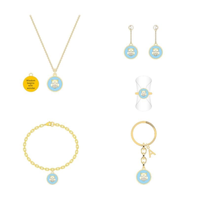 Summer Characteristic Round Blue Double-Sided Cute Cwl Jewelry Set