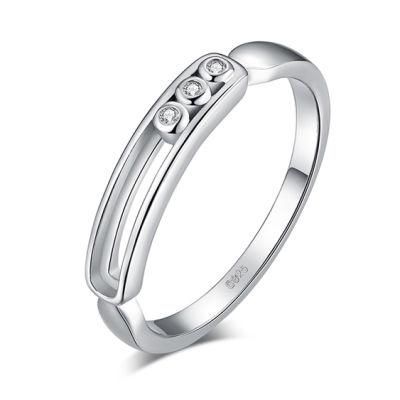 Modern Art Deco Cubic Zirconia Promise Ring Wedding 925 Sterling Silver