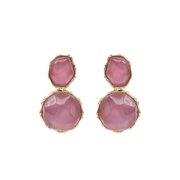 Fashion Jewelry Round French Earrings Vintage Resin Acrylic Irregular Earrings
