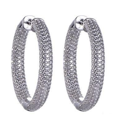 925 Sterling Silver or Brass CZ Hoop Earring for Christmas Promotion Sale