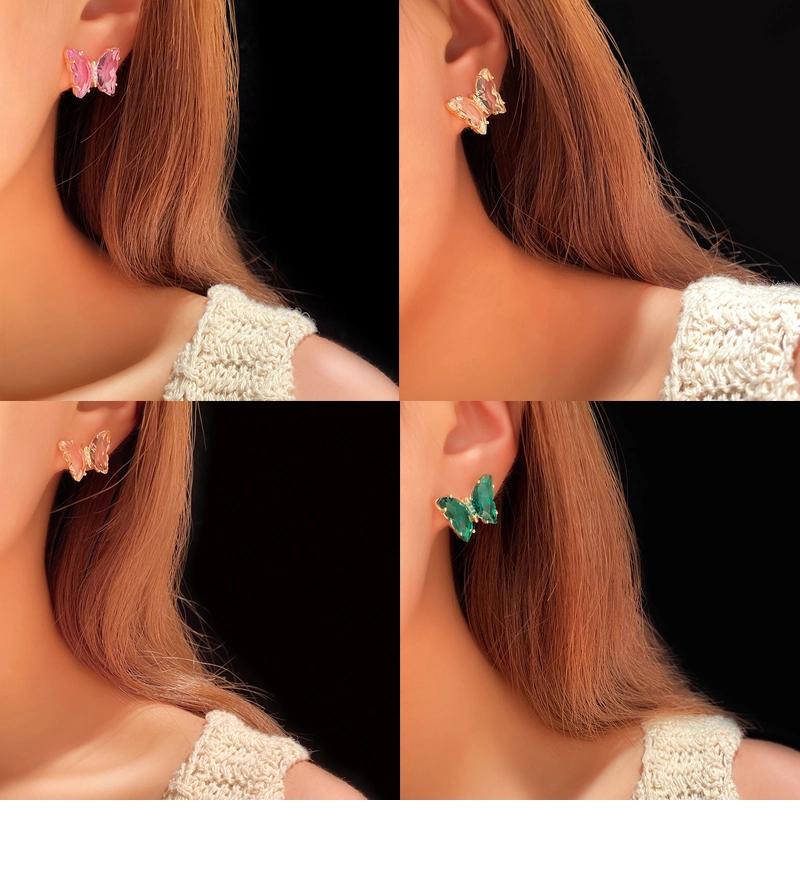 Lovely Versatile Color Crystal Butterfly Earrings Jewelry Set Female S925 Sterling Silver Needle Earrings
