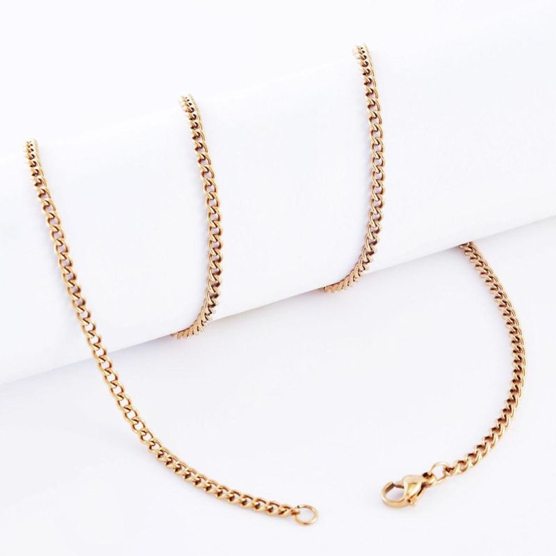 Classic Stainless Steel Hair Decoration Jewelry Accessories Fashion Curb Chain 18K Gold Plated Anklet Bracelet Necklace