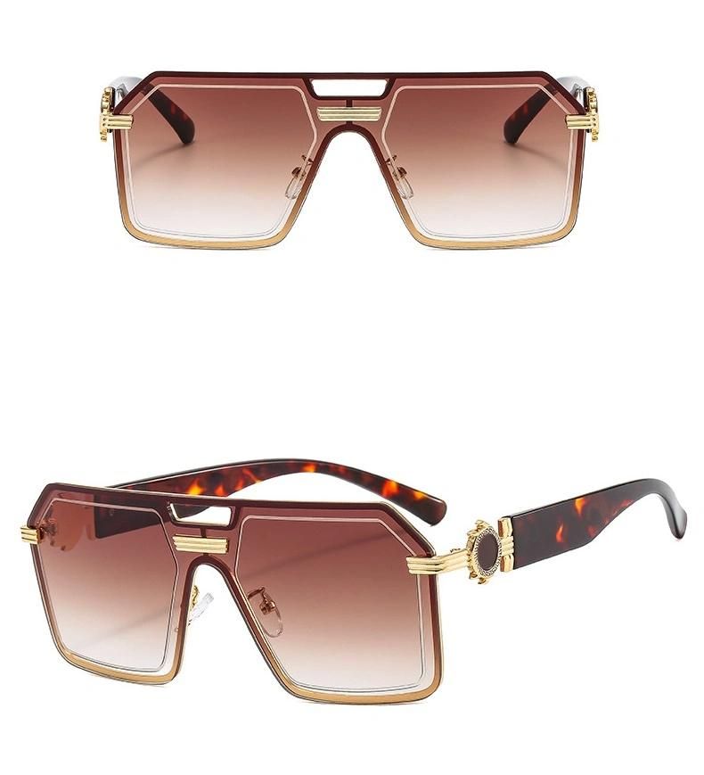 2022 New One Piece Metal Sunglasses Retro Fashion Modern Color Sunglasses