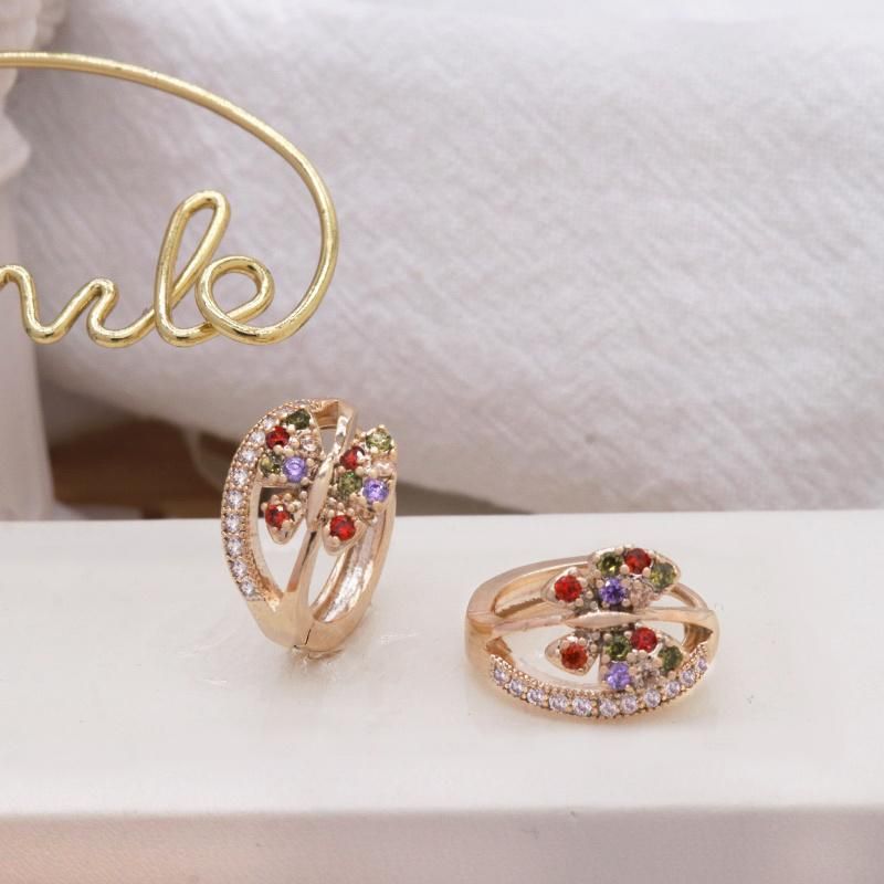 Multicolored Zircon Gold Plated Hoop Butterfly Earrings