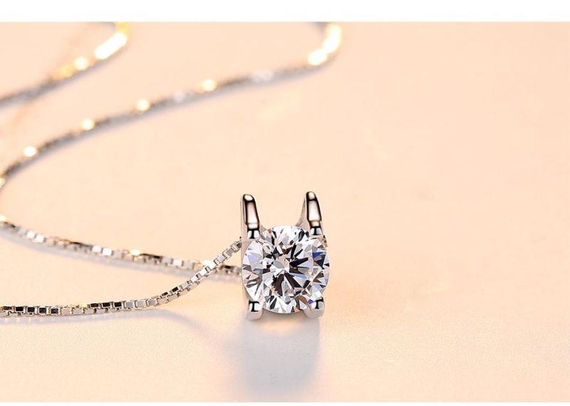 Fashion Sparkling Four-Claw Zircon Hoop Necklace Jewelry
