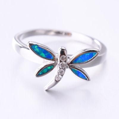 Man Made Opal Stone Setting Beautiful Dragonfly Design Ring