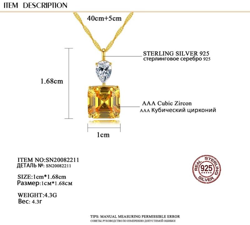 Personalized Women Jewelry Copper Bling Diamond Pendant Necklace