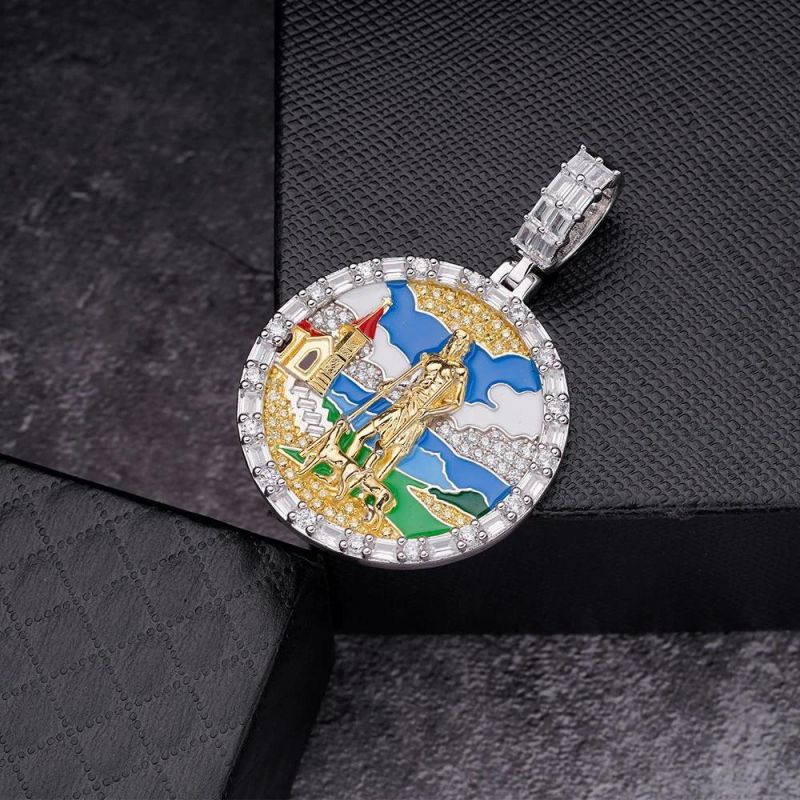 Men Design Diamond Custom Hip Hop Chain Saint Shape Pendants