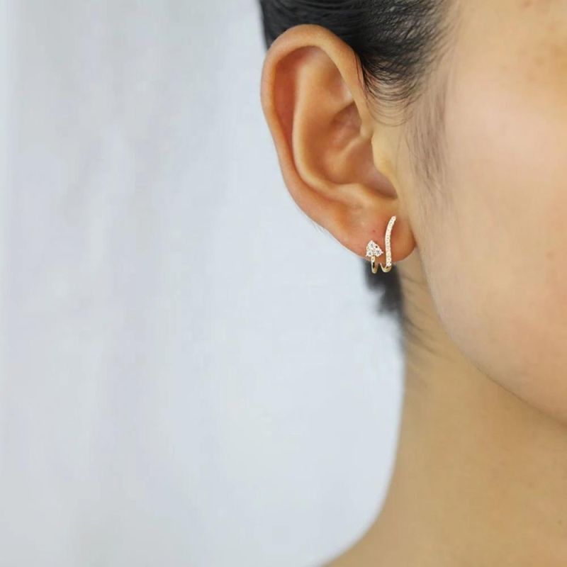 Real 925 Sterling Silver Earring Heart Multi-Layer Zircon Stud Earrings for Women Sweet Temperament Jewelry Gift