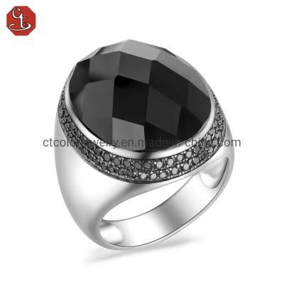 2022 new fashion jewerly 925 silver black 4A Zircon Ring for women