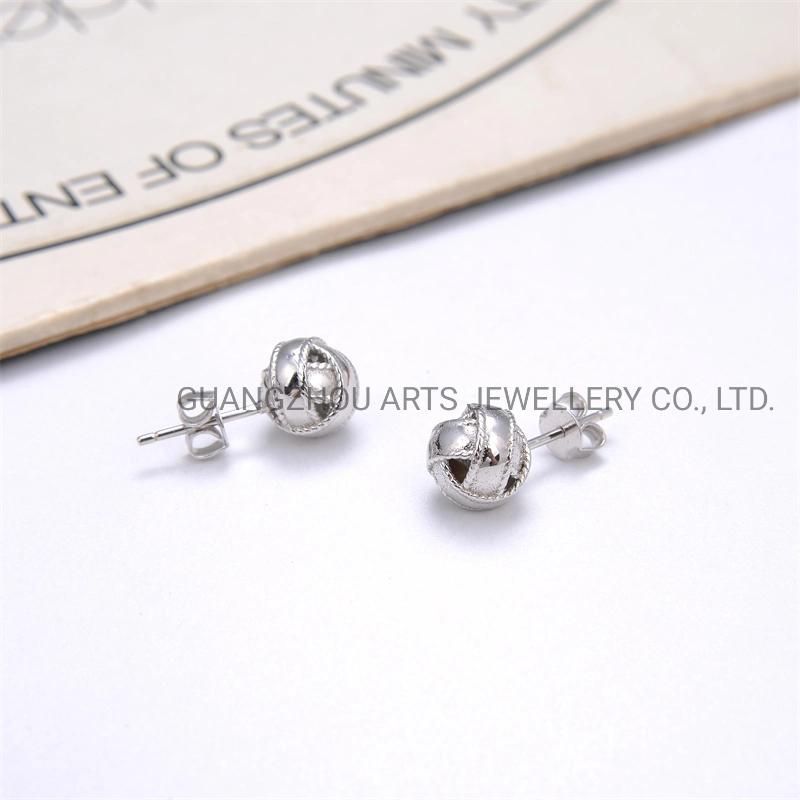 925 Silver Korean Style Cute Rope Ball Stud Earrings