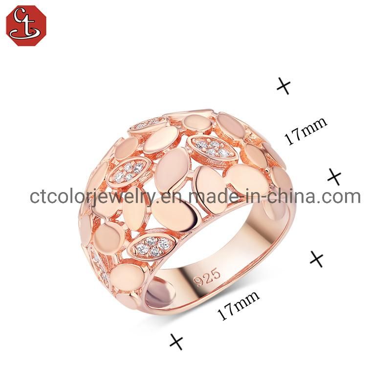 High Quality 925 sterling silver jewelry white CZ rose rhodium ring for women