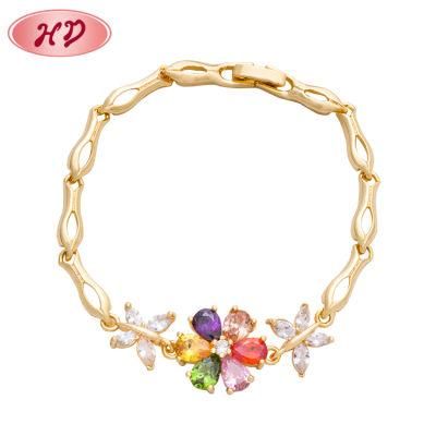 Hot Sale 18K Gold Fashion Jewelry Crystal Charm Bracelet