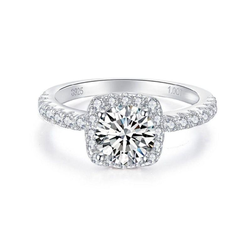 Fashion 925 Sterling Silver Diamond Ring 9mm Moissanite Simple Rings for Men Women